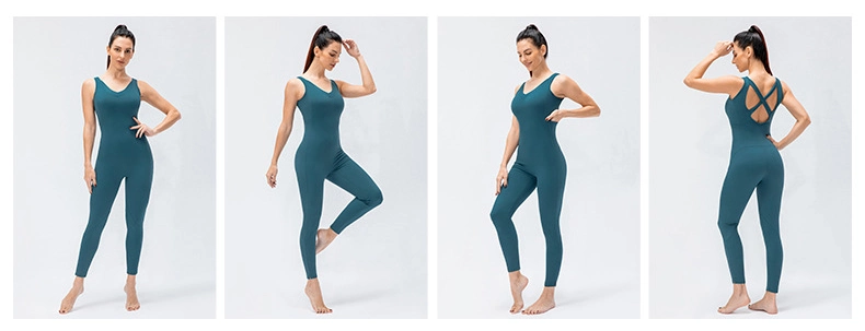 Women Yoga Sexy Backless Sleeveless Classic Workout One Piece V Neck Women Shapewear Bodysuits